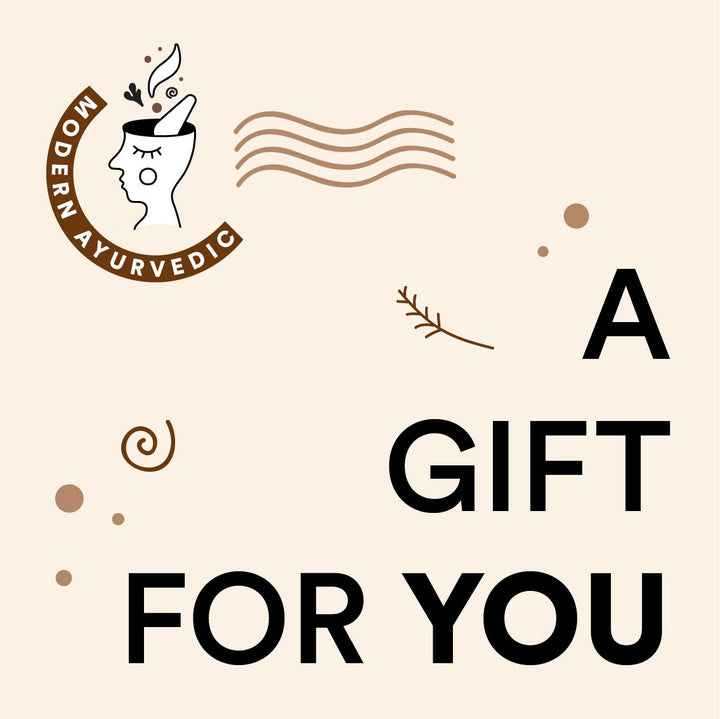 Modern Ayurvedic gift voucher for wellness supplements and lifestyle products